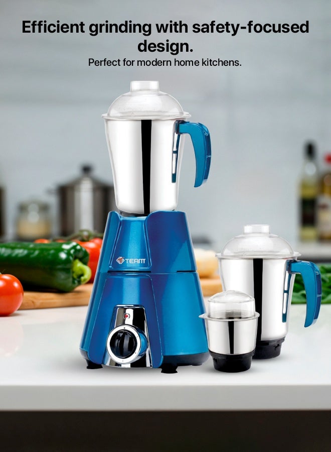 Team 550W Mixer Grinder with 3 Stainless Steel Jars | Heavy Duty Copper Motor | 3 Speed Control with Inching | Overload Protection | High Performance Kitchen Mixer Grinder for Dry & Wet Grinding, Chutney & Spices - Image 4